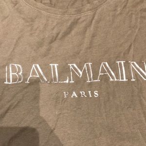 Olive green balmain t shirt